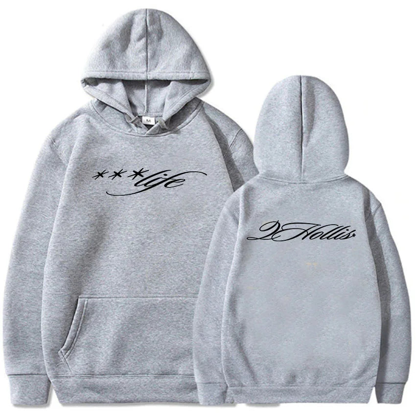 Minimalist Script Graphic Hoodie with Relaxed Streetwear Silhouette and Back Print