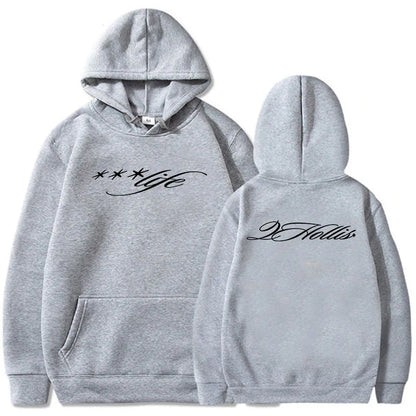 Minimalist Script Graphic Hoodie with Relaxed Streetwear Silhouette and Back Print
