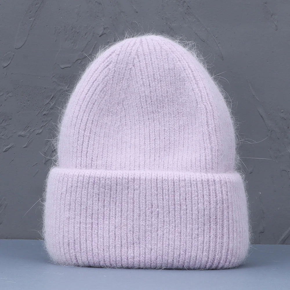 Soft Rabbit Fur Knit Beanie for Everyday Casual Outdoor Winter Fashion and Comfort Style