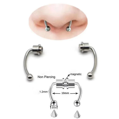 Magnetic Horseshoe Nose Ring for Alternative Punk and Gothic Styling
