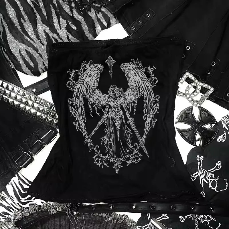 Lace Up Corset Crop Top with Strappy Design and Alternative Styling