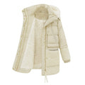 Women's Long Hooded Sherpa Lined Winter Parka Warm Casual Zip-Up Puffer Coat