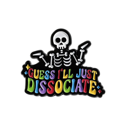 Stay Weird Skeleton Reader Gothic Enamel Pin for Alternative Fashion Styling