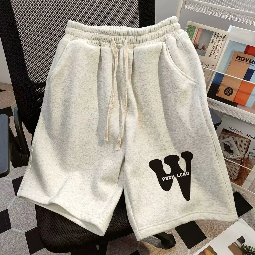 Men's Oversized Drawstring Shorts with Relaxed Fit Graphic Detail and Casual Everyday Comfort