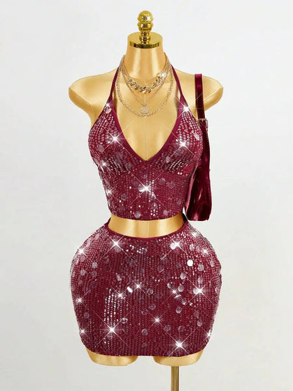 Stretch Sequin Bodycon Mini Skirt with High Shine Party Silhouette