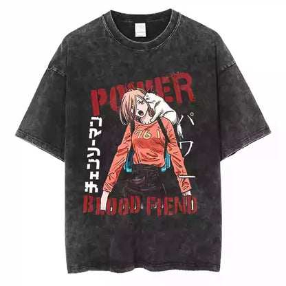 Blood Rebel Anime Graphic Oversized Vintage Cotton Streetwear T-Shirt