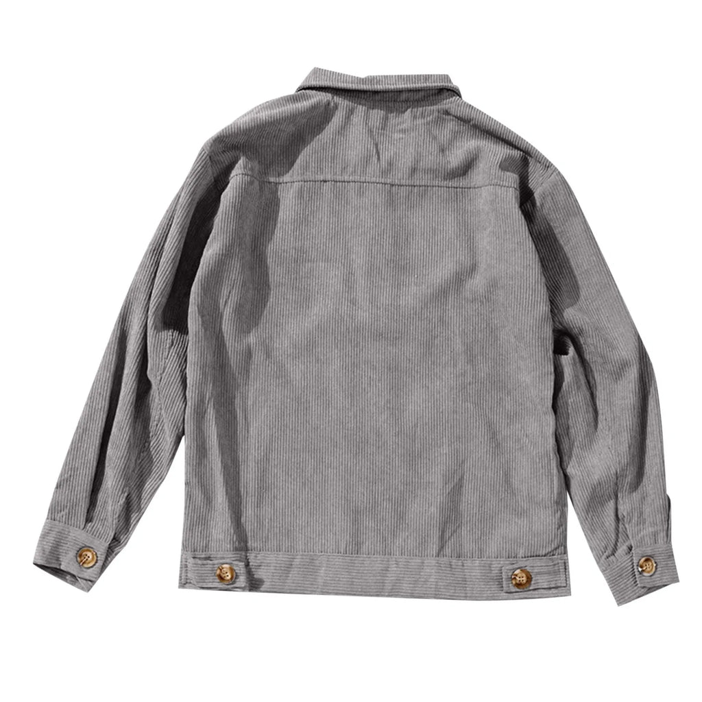 Women's Corduroy Textured Button-Up Jacket Relaxed Casual Streetwear Utility Overshirt
