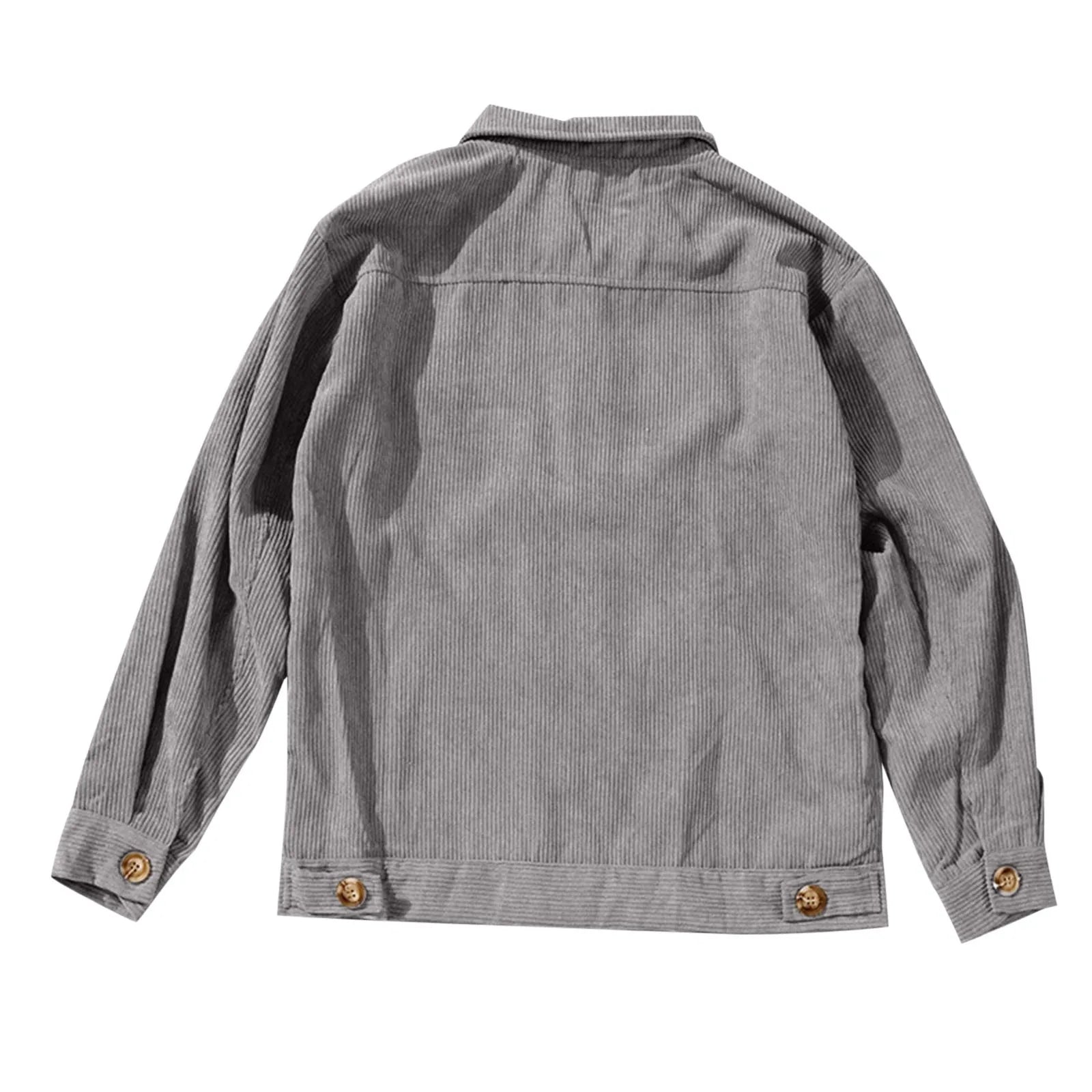 Women's Corduroy Textured Button-Up Jacket Relaxed Casual Streetwear Utility Overshirt