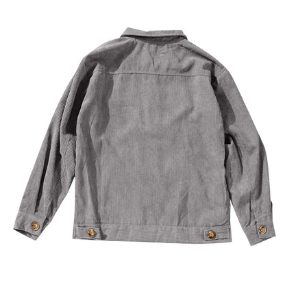Women's Corduroy Textured Button-Up Jacket Relaxed Casual Streetwear Utility Overshirt