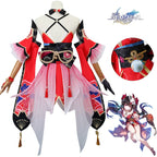 Elaborate Floral Kimono-Style Cosplay Costume with Fox Mask and Flowing Sleeves