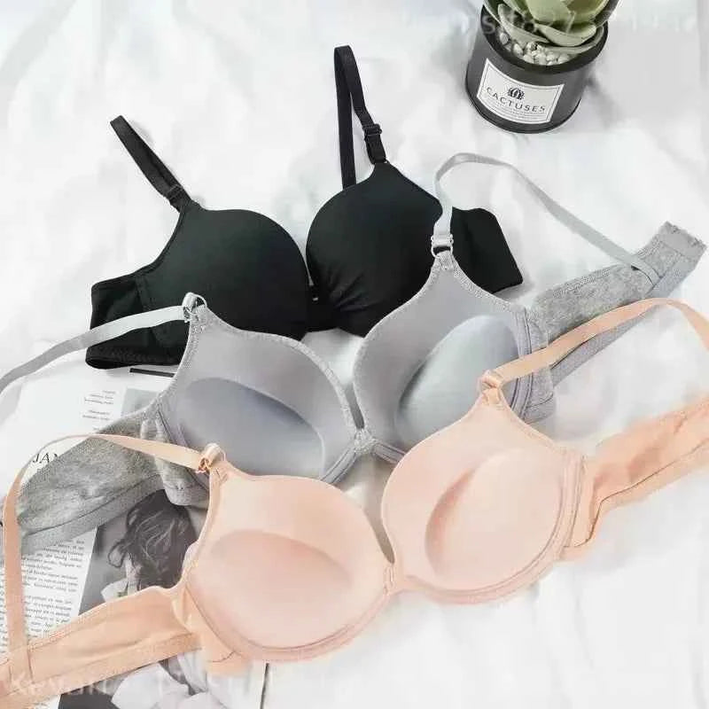 Cotton Deep-V Push-Up Bra with Gathered Cup Detail, Adjustable Straps and Classic Everyday Silhouette
