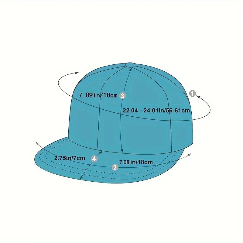 Embroidered Flat Brim Snapback Cap Adjustable Urban Streetwear Baseball Fashion Hat