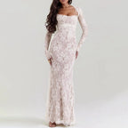 Textured Maxi Dress With Draped Sleeves And Sculpted Silhouette