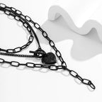 Layered Heart Pendant Choker Necklace for Gothic Punk Grunge and Y2K Fashion Styling