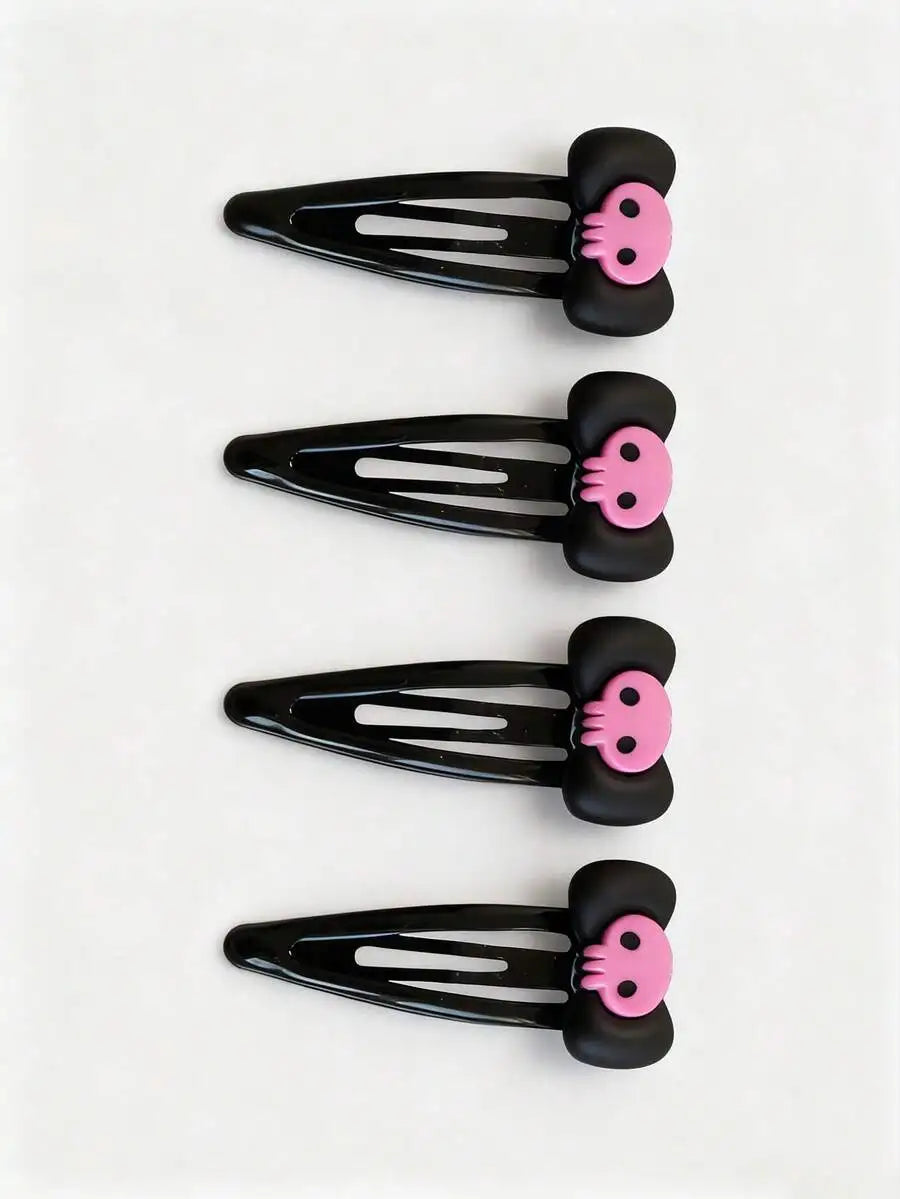 Skull Accent Hair Clip Set Cute Gothic Alternative Fashion Accessories