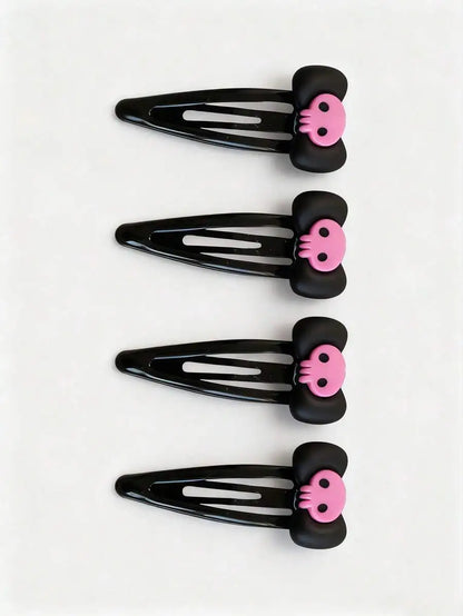 Skull Accent Hair Clip Set Cute Gothic Alternative Fashion Accessories