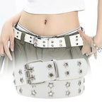 Double Row Star Rivet Belt for Punk Gothic Y2K Streetwear Fashion