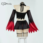 Women's Cropped Long Sleeve Top and Pleated Mini Skirt Costume Set with Accessories