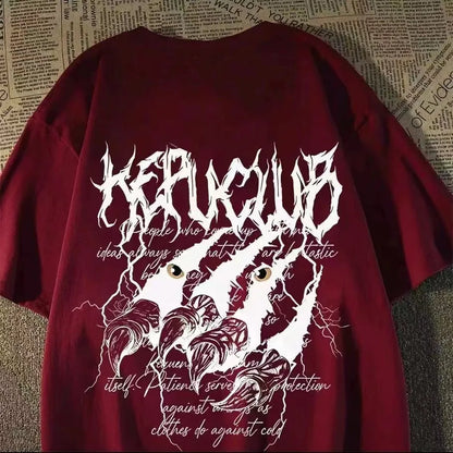 Dark Graphic Streetwear Cotton T-Shirt With Oversized Urban Artwork Style