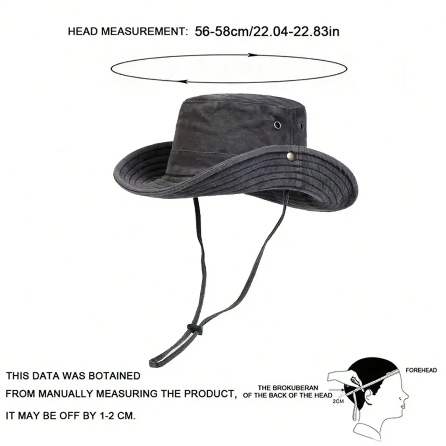 Wide Brim Cotton Bucket Hat with Adjustable Chin Cord for Outdoor Travel and Everyday Wear