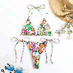 Fierce Tiger Print Triangle String Bikini with Adjustable Ties