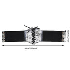 Floral Embroidered Lace-Up Waist Corset Belt with Structured Wide Fit