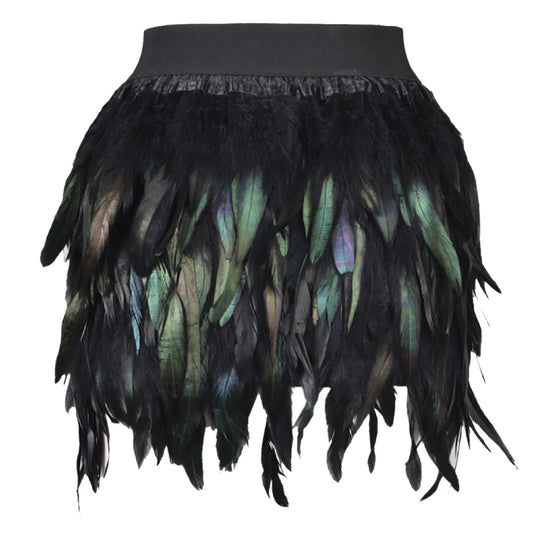 Layered Feather Inspired Mini Skirt with Textured Festival Fashion Design