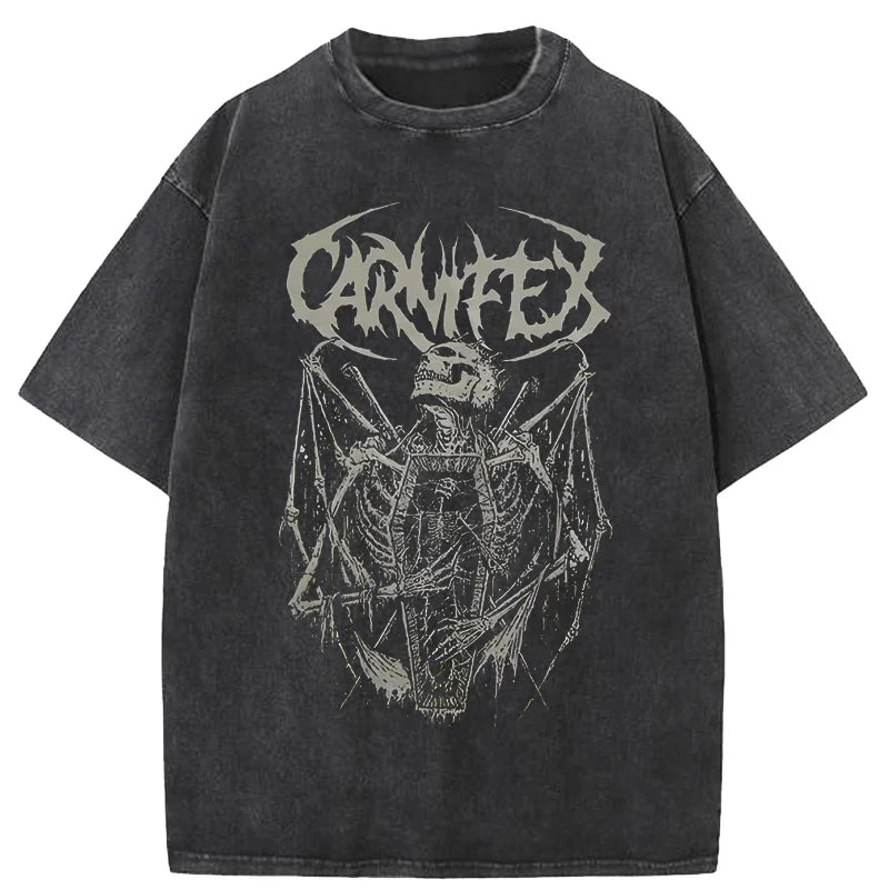 Vintage Gothic Streetwear Tee With Dark Manga-Inspired Graphic Artwork