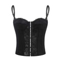Romantic White Sheer Lace Camisole with Delicate Straps and Front Lacing