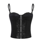 Romantic White Sheer Lace Camisole with Delicate Straps and Front Lacing