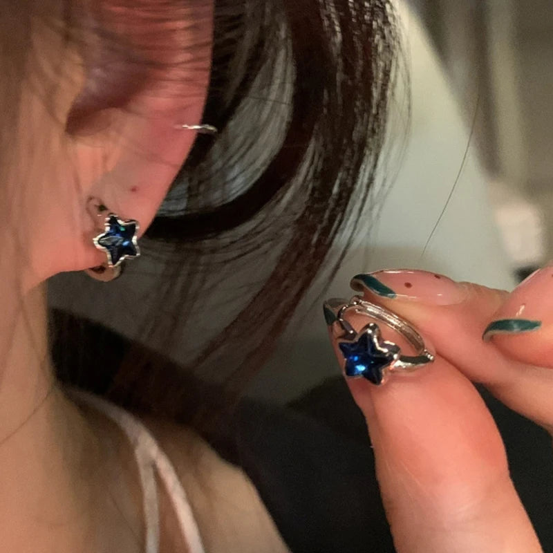 Celestial Star Hoop Earrings for Y2K Fairy Grunge and Soft Goth Styling