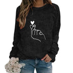 Women's Minimalist Embroidered Graphic Crew Neck Relaxed Knit Streetwear Sweater