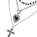 Layered Heart and Cross Necklace Set for Gothic Y2K Styling