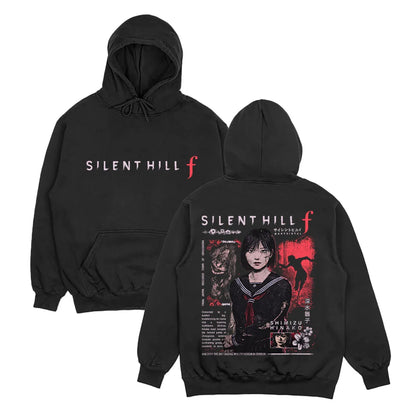 Dark Graphic Streetwear Hoodie with Relaxed Fit and Illustrated Back Print