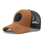 Patchwork Mesh Trucker Cap Adjustable Curved Brim Casual Outdoor Streetwear Hat