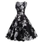 Vintage Floral Rockabilly Alternative Swing Midi Dress