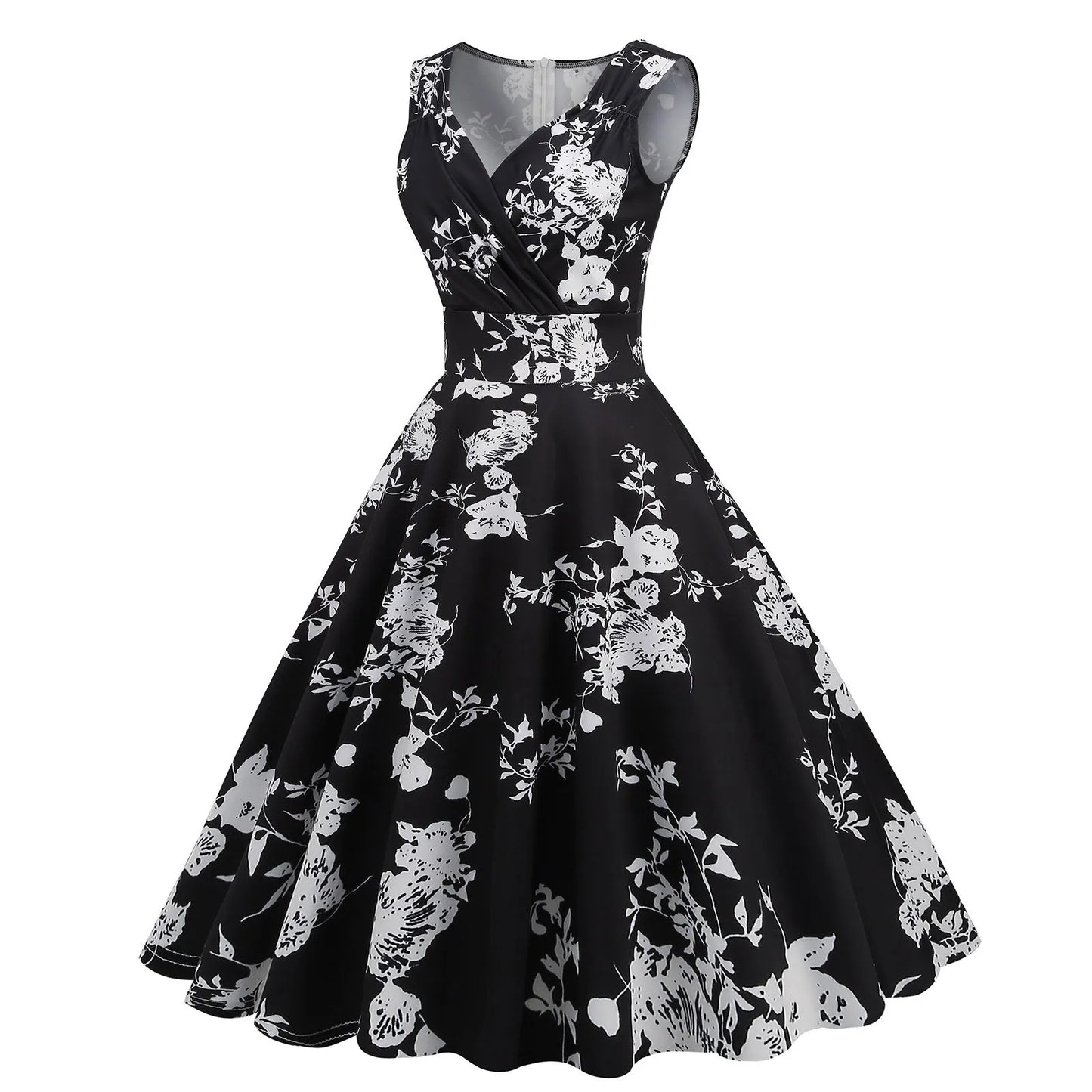 Vintage Floral Rockabilly Alternative Swing Midi Dress