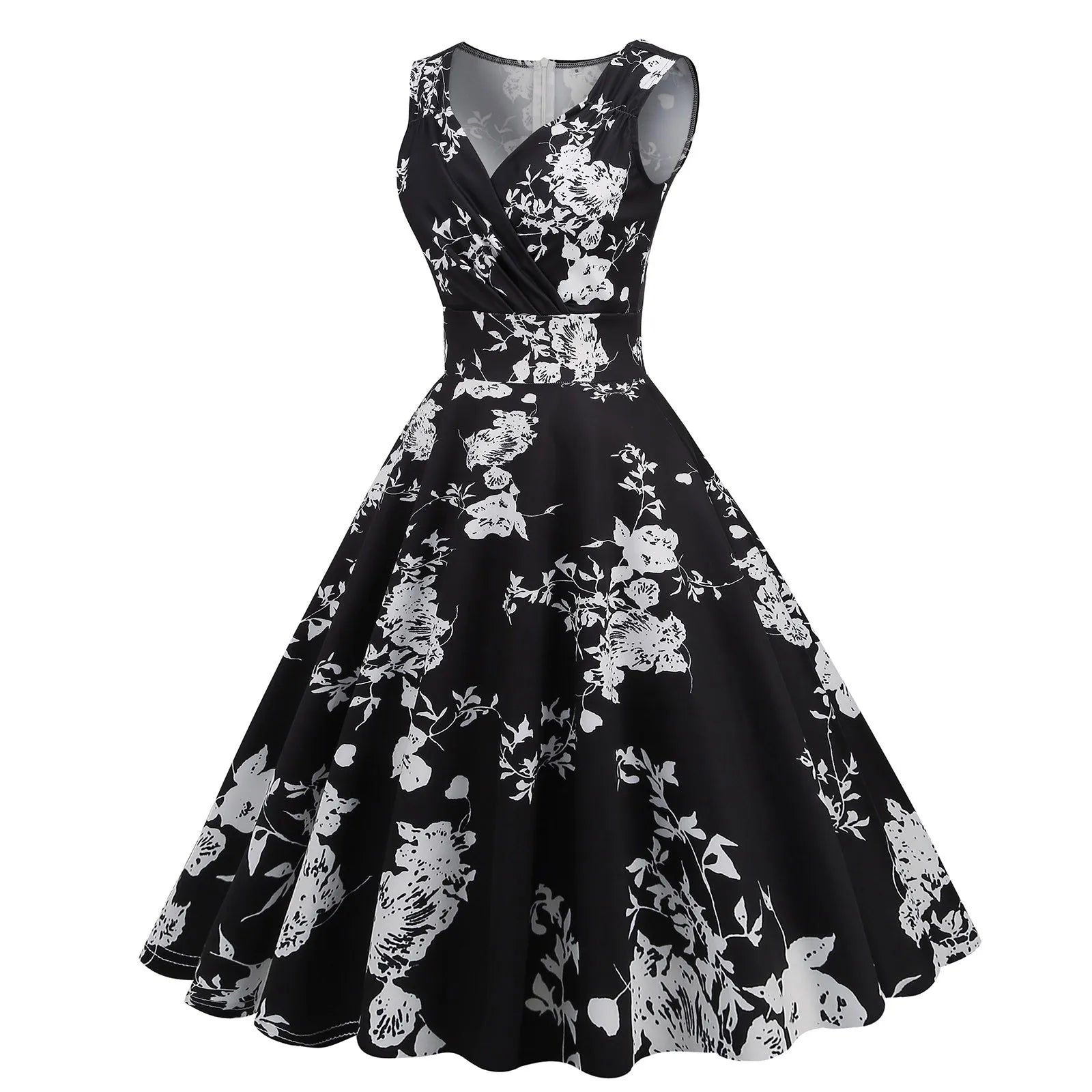 Vintage Floral Rockabilly Alternative Swing Midi Dress
