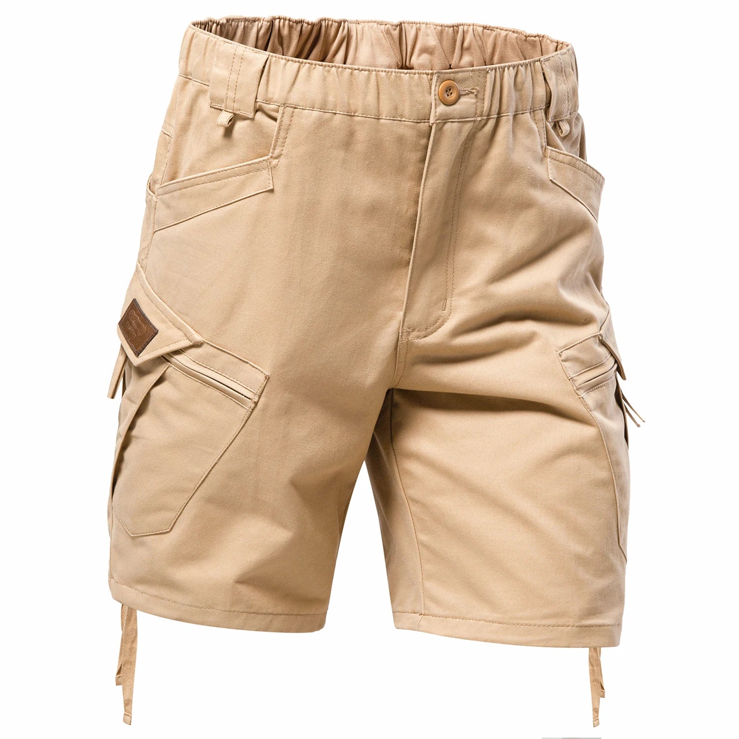 Men's Relaxed Fit Cotton Cargo Shorts with Elastic Waist and Utility Pocket Design