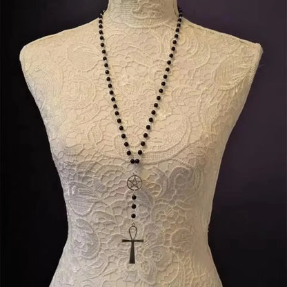 Beaded Cross Pendant Necklace for Gothic Grunge Alternative Fashion Looks