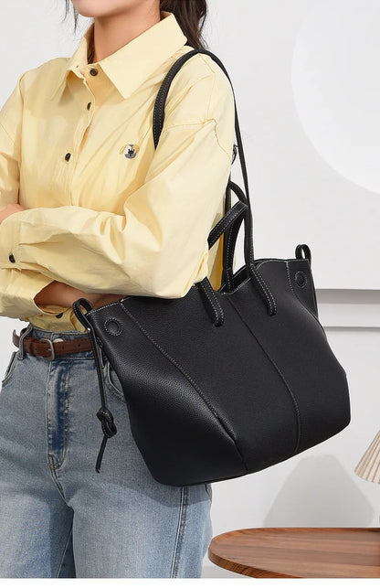 Minimal Faux Leather Tote Bag Set with Crossbody Companion Bag