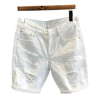 Men's Distressed Denim Style Shorts with Straight Fit and Casual Everyday Streetwear Design