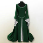 Regal Medieval Gothic Maxi Gown with Flowing Bell Sleeves