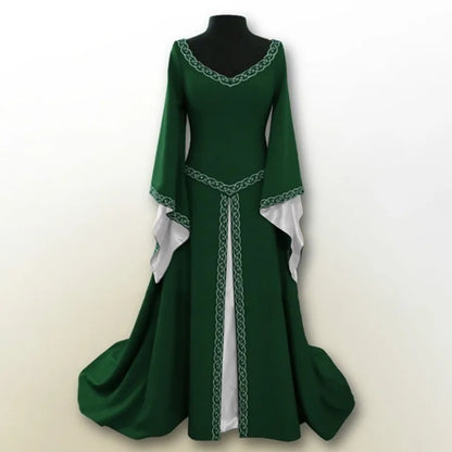 Regal Medieval Gothic Maxi Gown with Flowing Bell Sleeves