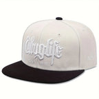 Embroidered Flat Brim Snapback Cap Adjustable Hip Hop Streetwear Baseball Hat