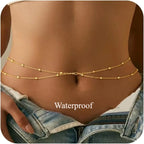 Layered Satellite Bead Waist Chain for Minimalist Bohemian Fashion Styling