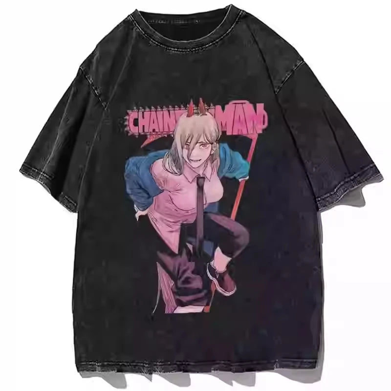 Rebel Spirit Anime Graphic Oversized Washed Cotton Streetwear T-Shirt