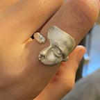 Mystical Face Open Ring for Gothic Alternative and Avant Garde Styling