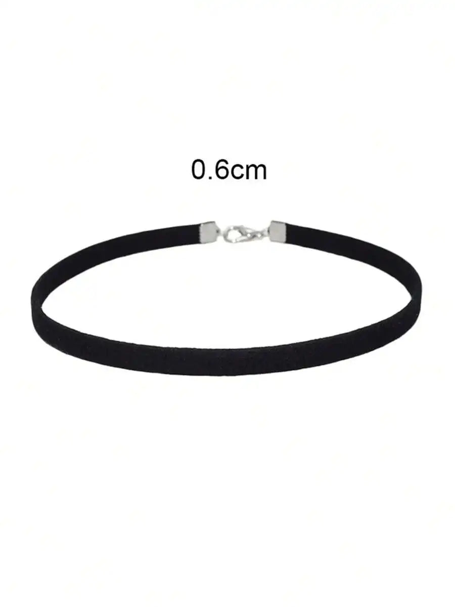 Minimalist Velvet Choker Necklace for Gothic Grunge and Dark Feminine Styling