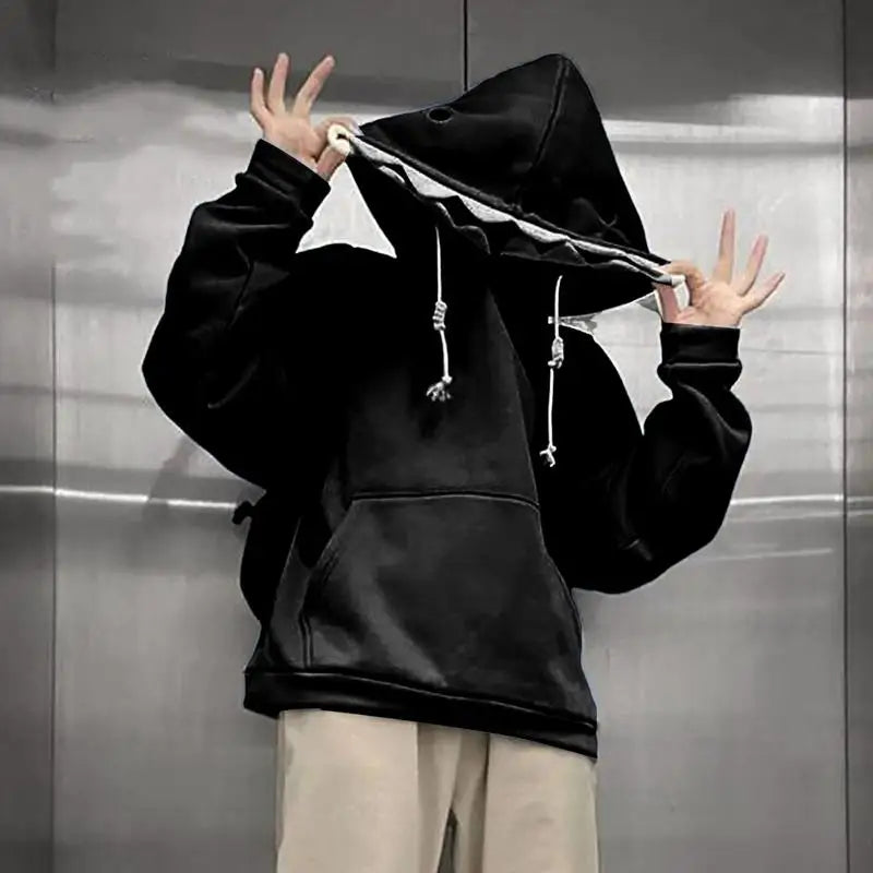 Kawaii Anime Shark Hoodie with Manga-Inspired Oversized Streetwear Design